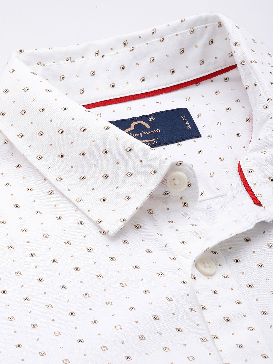 Being Human Spread Collar Micro Ditsy Printed Slim Fit Casual Shirt