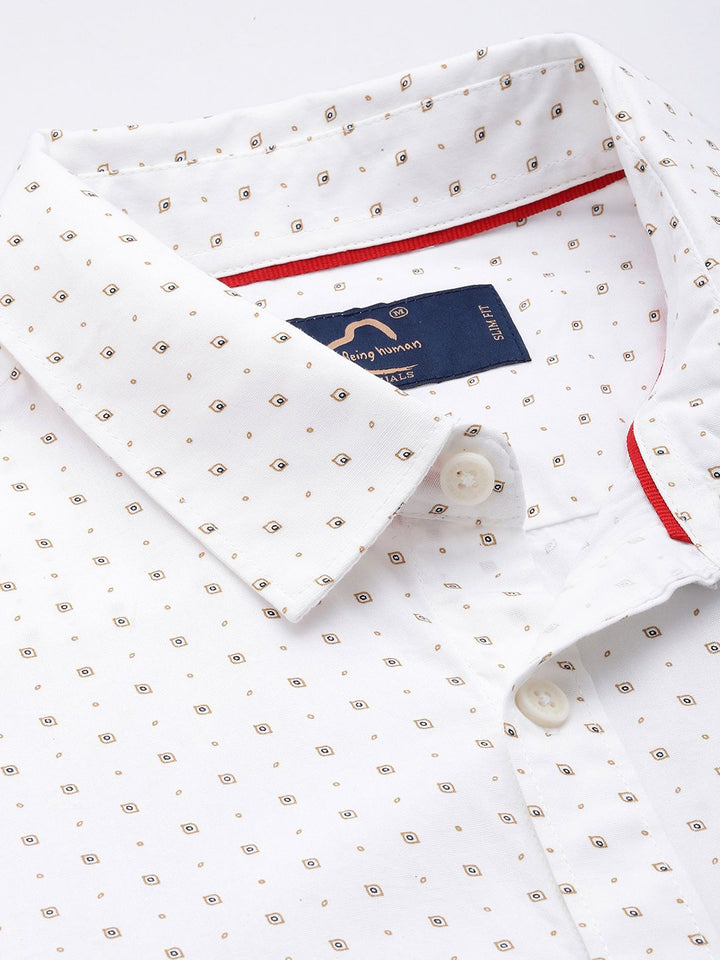 Being Human Spread Collar Micro Ditsy Printed Slim Fit Casual Shirt