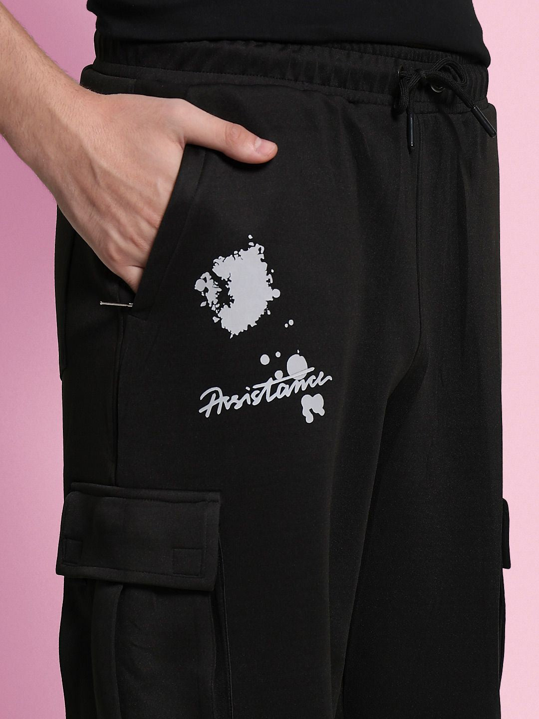 Bene Kleed Men Printed Plated Interlock Relaxed FitTrousers