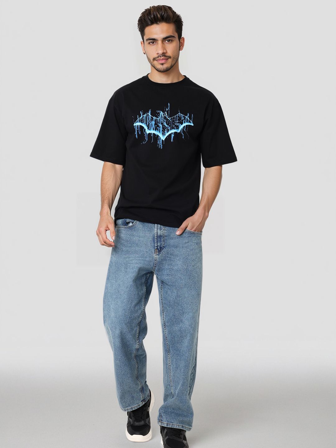 The Indian Garage Co Men Biker Printed Raw Edge Boxy T-shirt