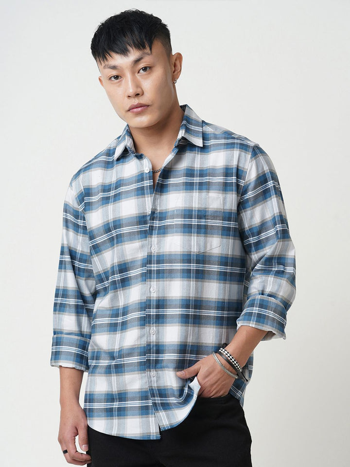 VASTRADO Men Classic Slim Fit Opaque Checked Casual Shirt