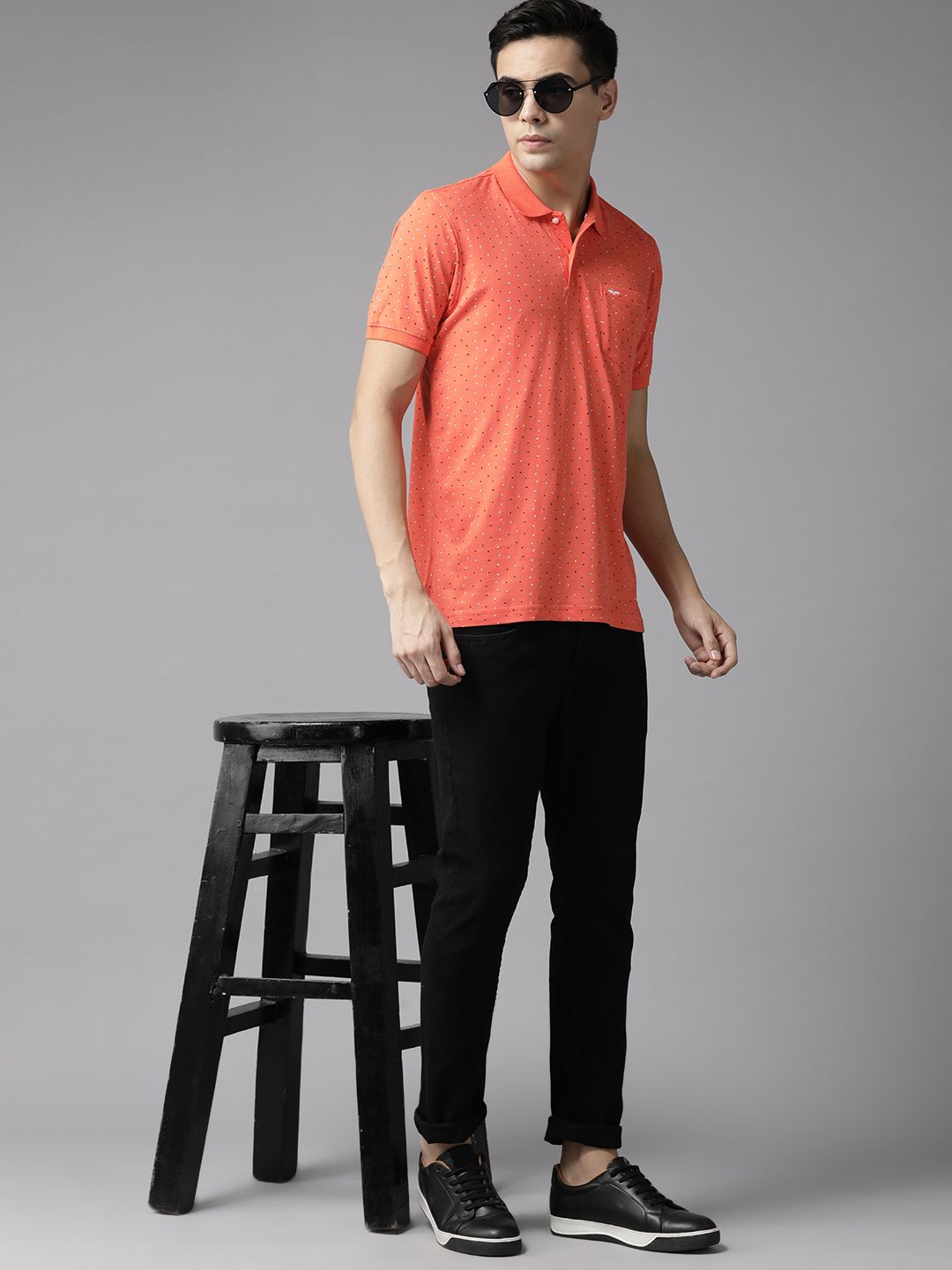 Park Avenue Men Printed Polo Collar Slim Fit T-shirt