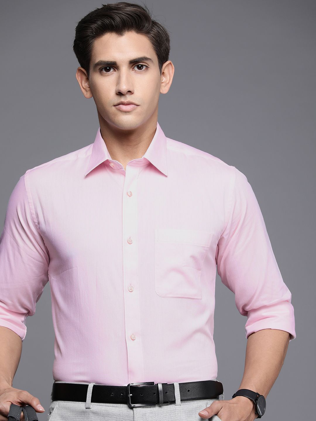 Raymond Self Design Pure Cotton Slim Fit Opaque Formal Shirt
