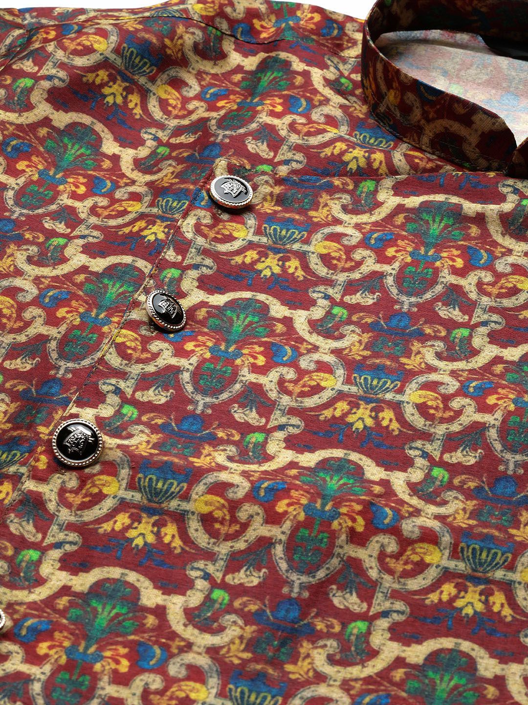 SOJANYA Men Brown & Beige Printed Straight Kurta