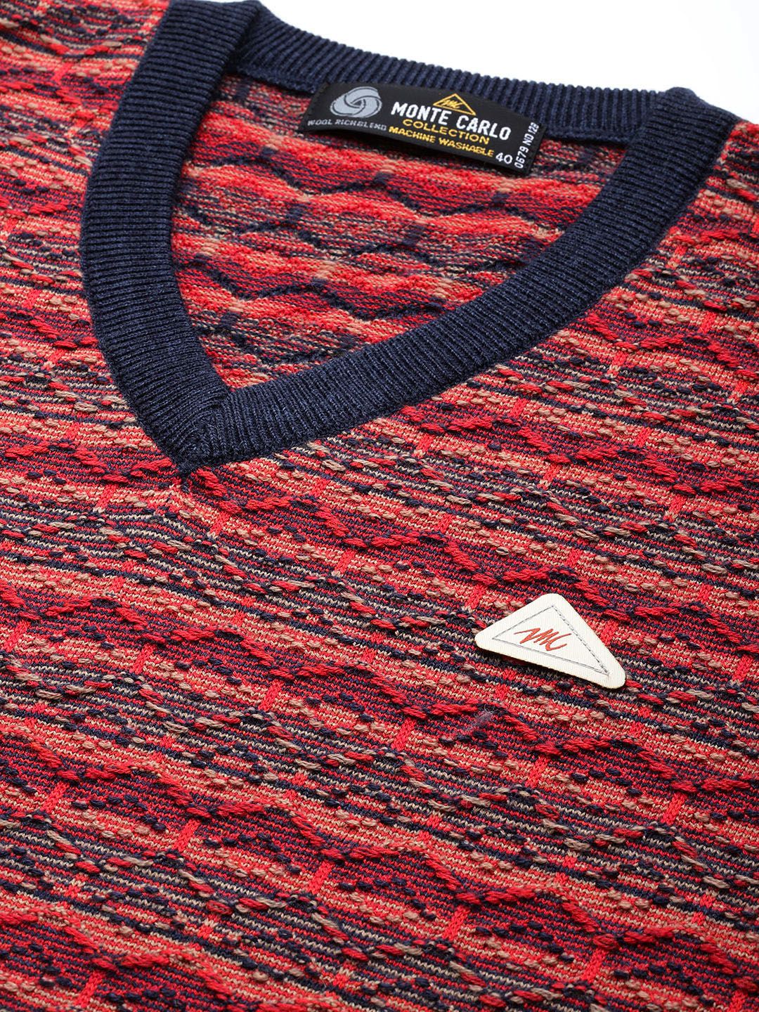 Monte Carlo Men Self Design Woollen Pullover