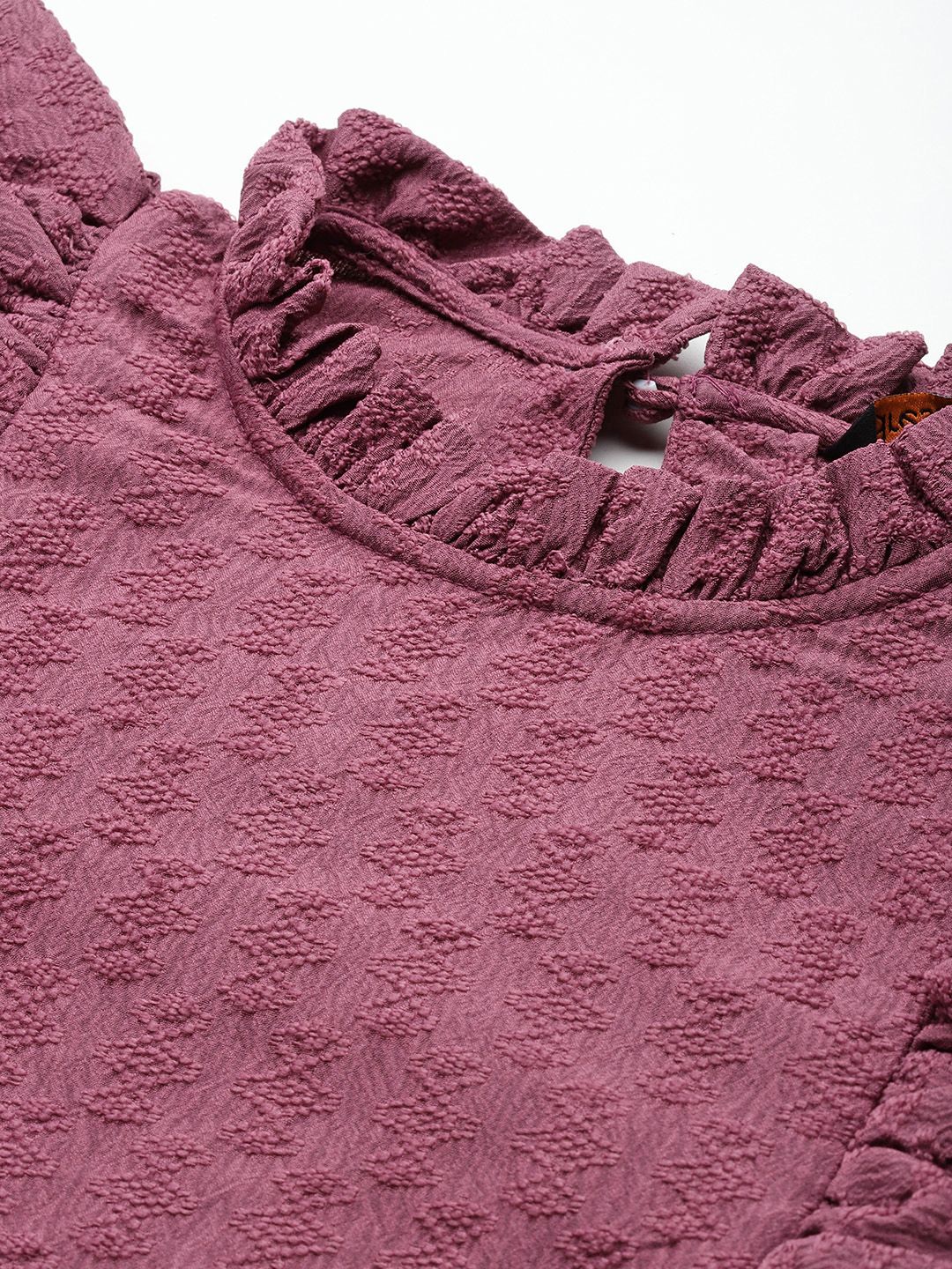 DressBerry Puff Sleeves Ruffled Blouson Top