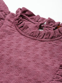 DressBerry Puff Sleeves Ruffled Blouson Top