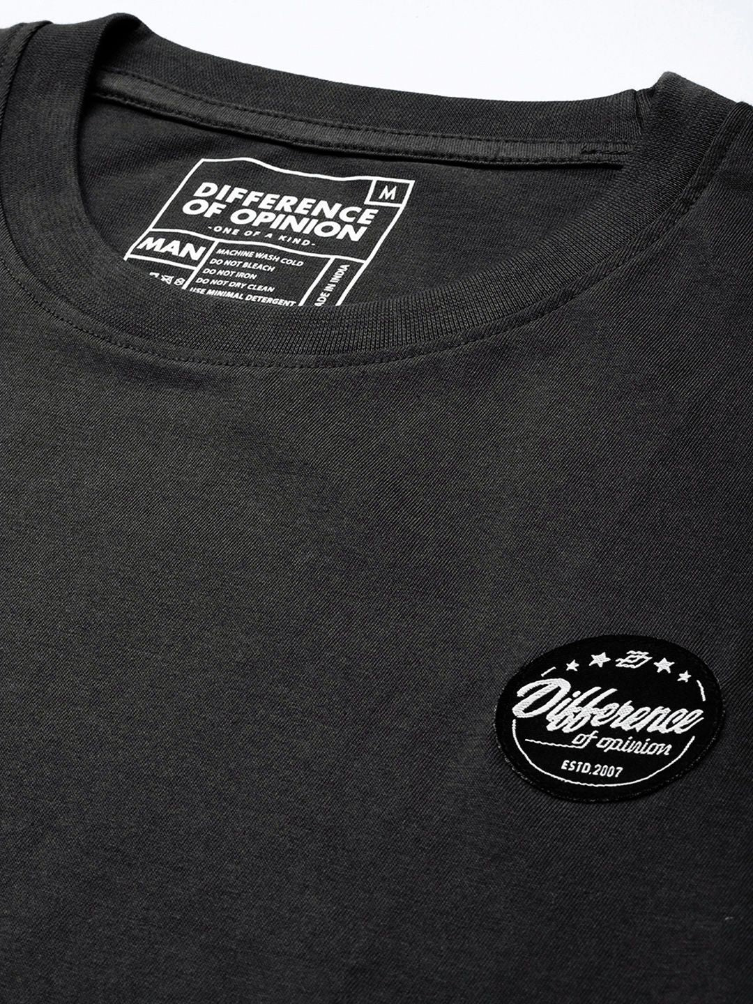 Difference of Opinion Men Charcoal Grey Oversized T-shirt