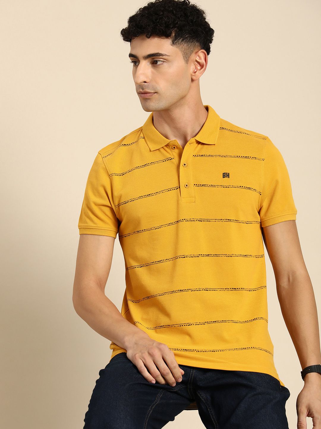 Menjadi T-Shirt Bergaris Kolo Kapas Tulen Manusia