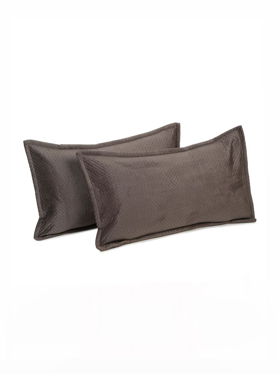 HOSTA HOMES Brown 2 Pieces Self Design Rectangle Shaped Pillow Covers