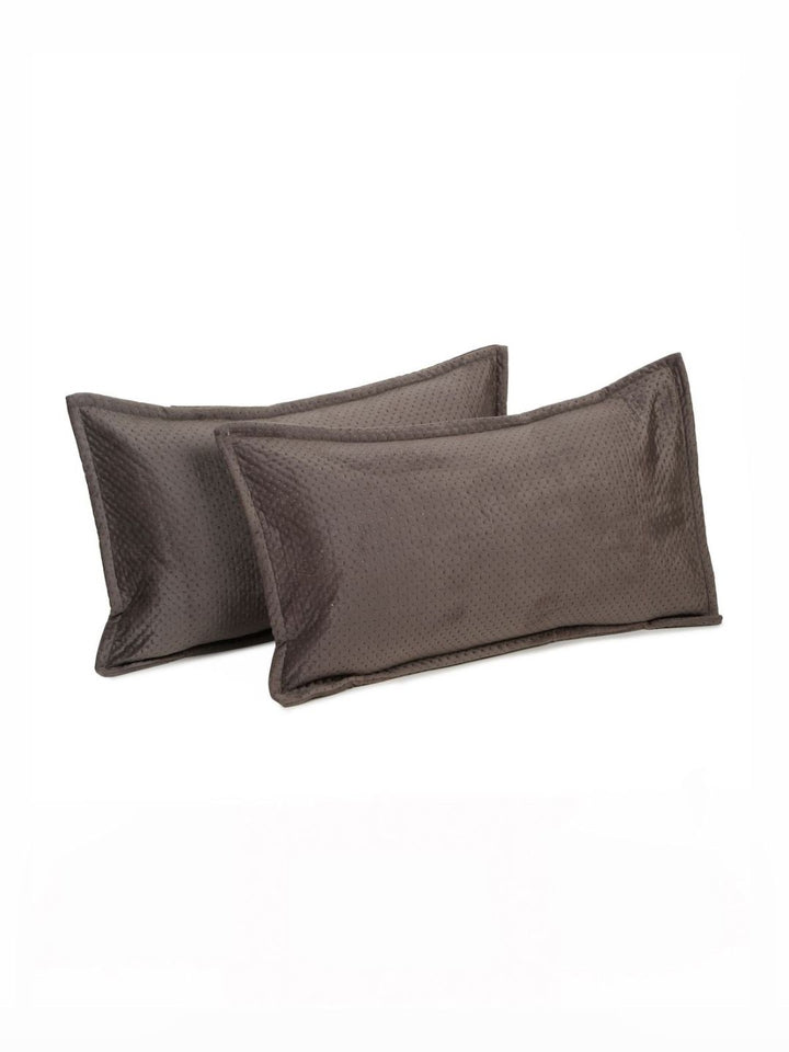 HOSTA HOMES Brown 2 Pieces Self Design Rectangle Shaped Pillow Covers