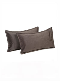 HOSTA HOMES Brown 2 Pieces Self Design Rectangle Shaped Pillow Covers