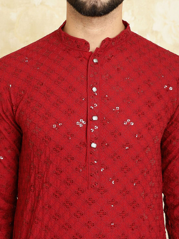 SOJANYA Embroidered Sequinned Pure Cotton Kurta With Churidar