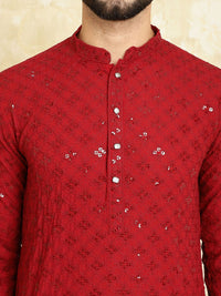 SOJANYA Embroidered Sequinned Pure Cotton Kurta With Churidar