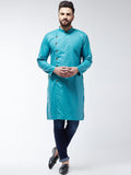 SOJANYA Men Blue Solid Straight Kurta