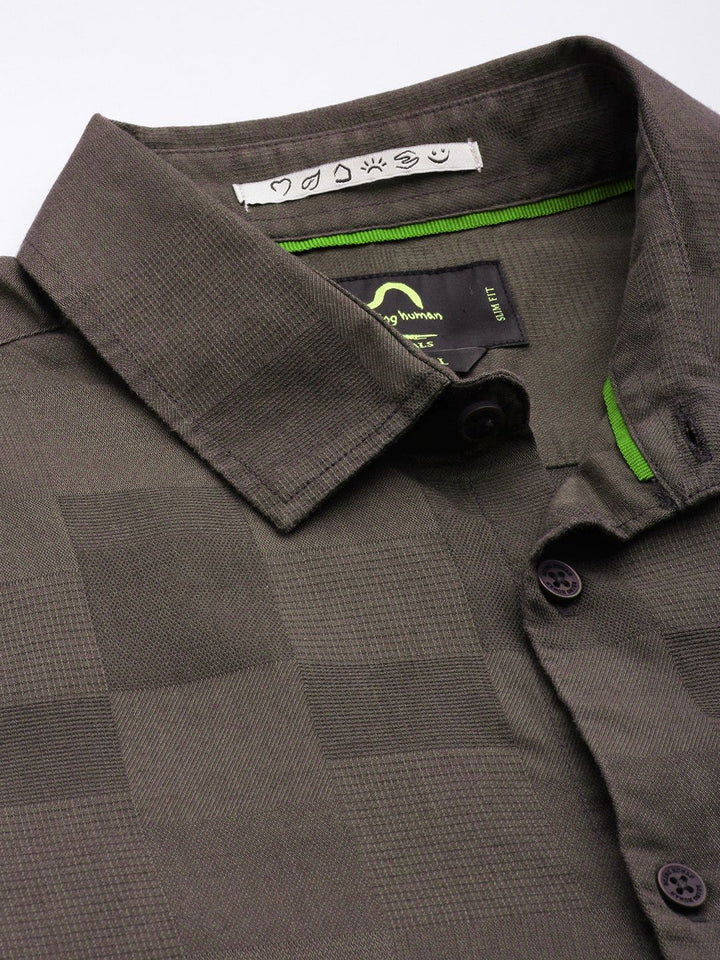 Being Human Slim Fit Self Checked Casual Shirt