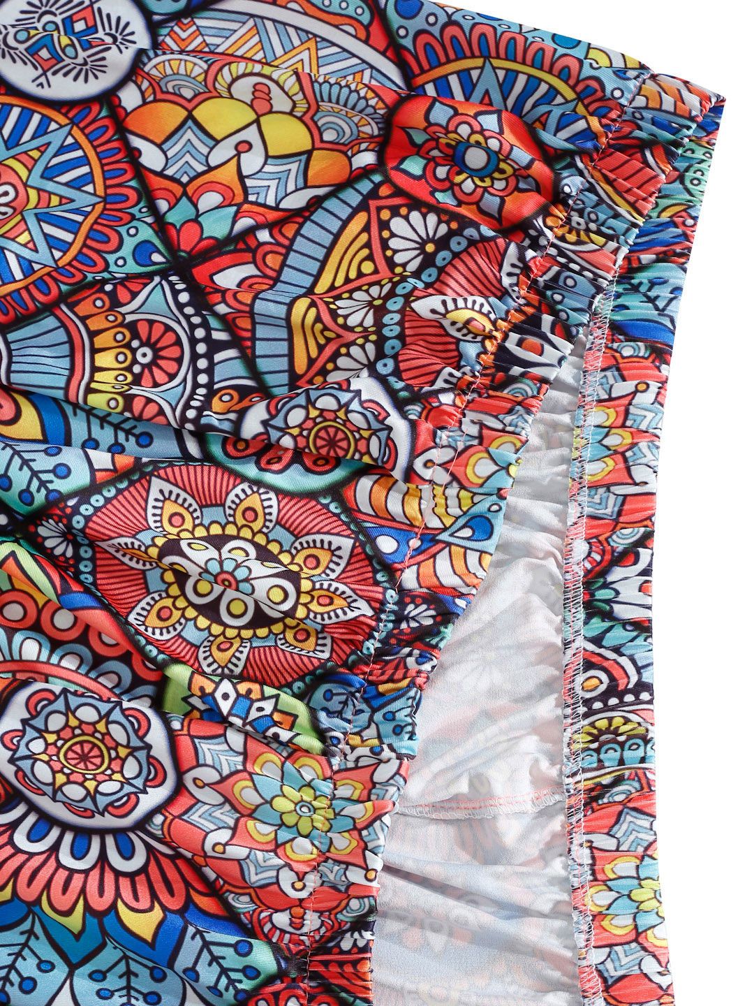 Cortina Blue & Red Printed Double-Seater Sofa Cover