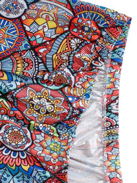 Cortina Blue & Red Printed Double-Seater Sofa Cover