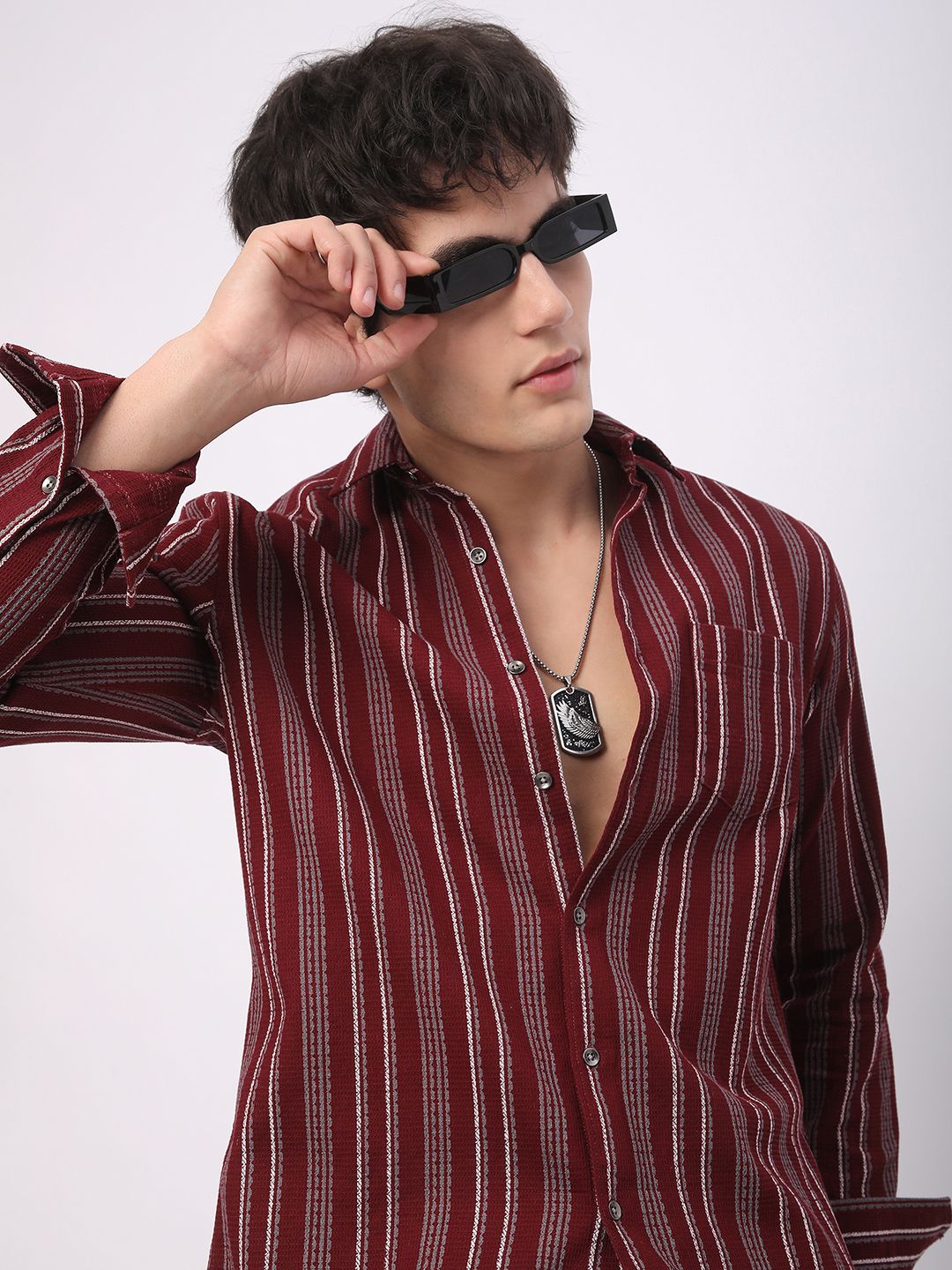 VASTRADO Men Classic Slim Fit Opaque Striped Casual Shirt