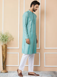 See Designs Mandarin Collar Ethnic Motifs Thread Work Chanderi Silk Kurta