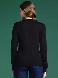 DressBerry Acrylic Floral Self Design Pullover