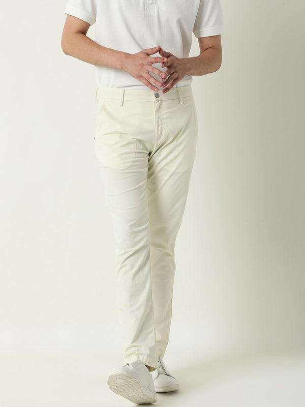 RARE RABBIT Men Popins Slim Fit Mid Rise Cotton Casual Trouser