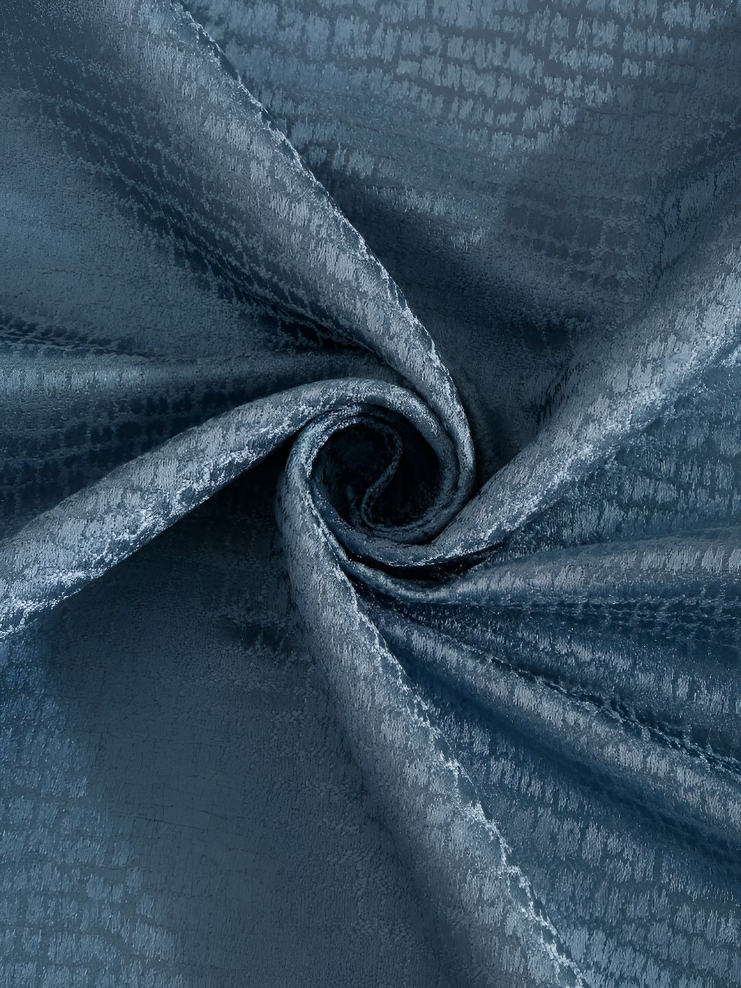 HOSTA HOMES Blue Self Design Black Out Door Curtain