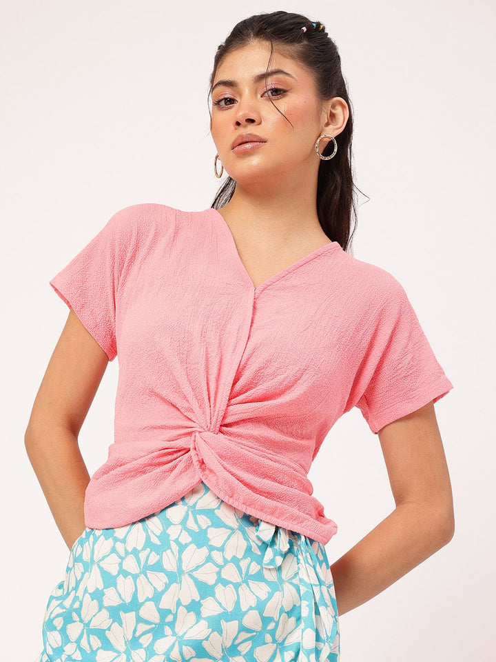 DressBerry Cute & Cuddly Twisted Cinched Waist Top