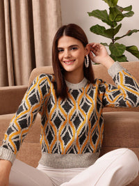 STREET 9 Black & Yellow Cable Knit Crop Pullover
