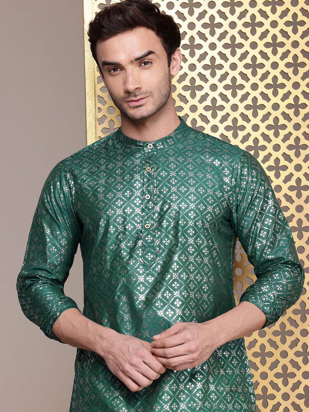 House of Pataudi Geometric Printed Jashn Kurta