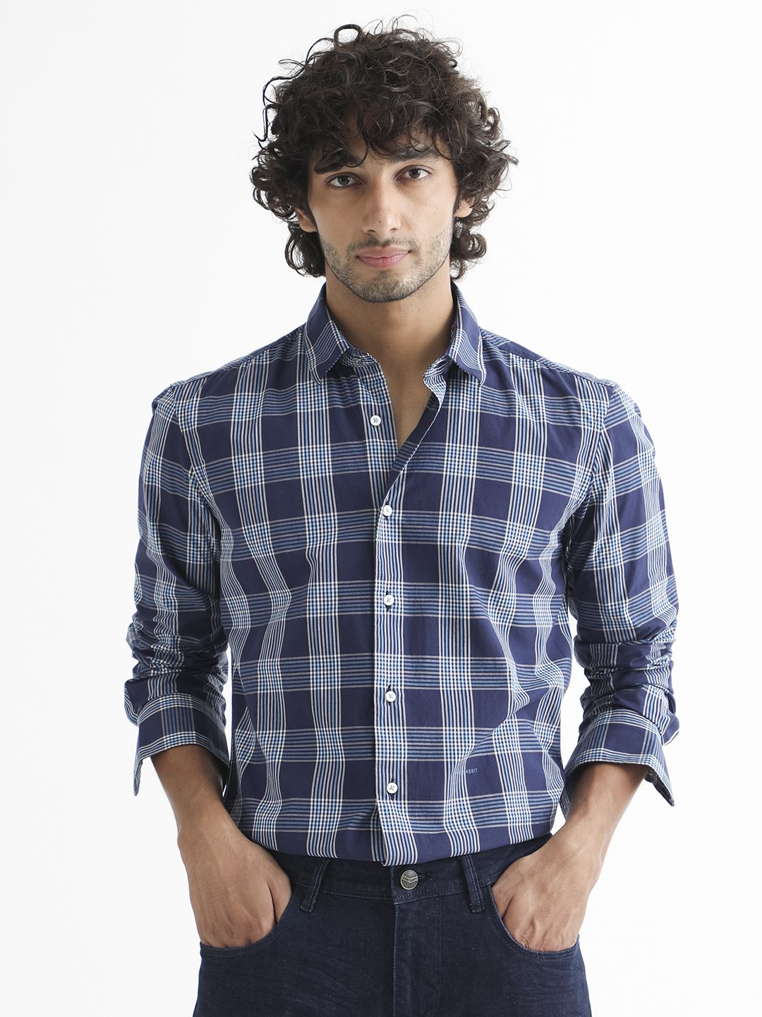 RARE RABBIT Men Turvo Slim Fit Tartan Checked Cotton Shirt