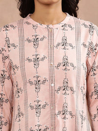 W  Floral Printed Mandarin Collar Kurta with Trousers