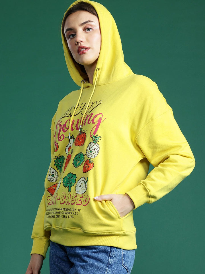 DressBerry Printed Hooded Drop-Shoulder Sleeves Sweatshirt