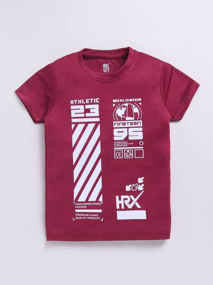 HRX by Hrithik Roshan Boys Typography Printed Rapid-Dry T-shirt