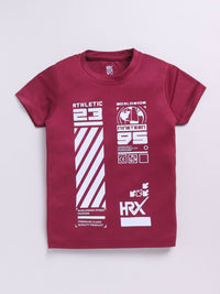 HRX by Hrithik Roshan Boys Typography Printed Rapid-Dry T-shirt