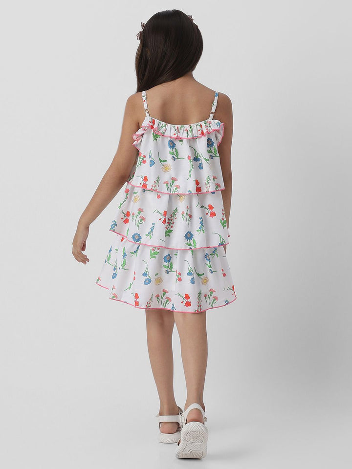 Nauti Nati Girls Floral Print Layered A-Line Dress