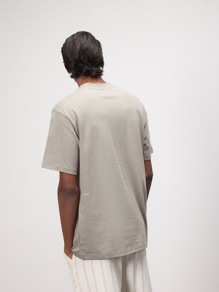ether Zen Typography Print Drop-Shoulder Sleeves Pure Cotton T-shirt