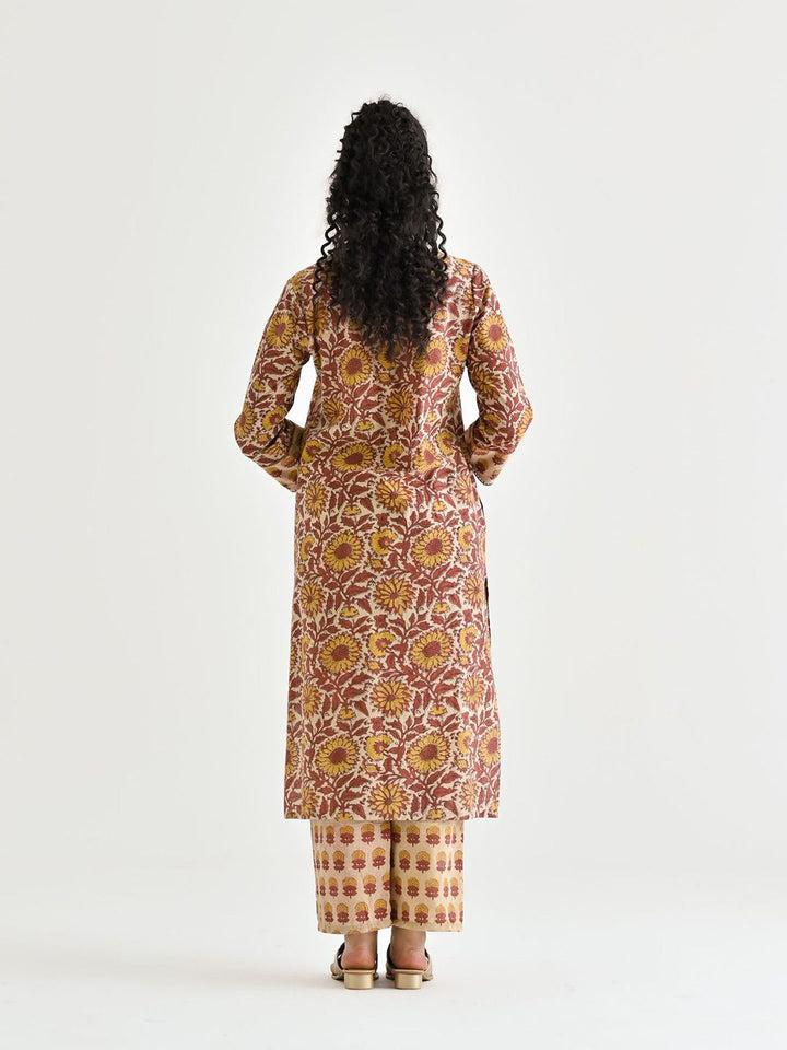 Rustorange Women Floral Printed Keyhole Neck Kurta