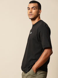 Mr Bowerbird Men Black Pure Cotton Philosophy Crew Neck Oversized Pure Cotton T-shirt