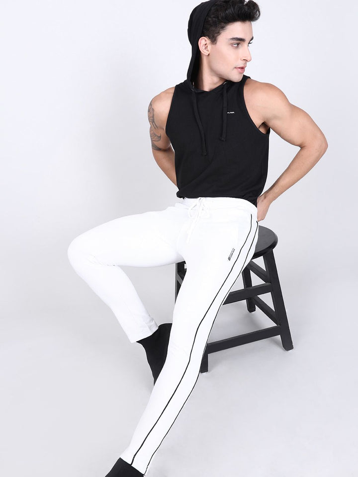 The Indian Garage Co Men White Solid Slim-Fit Joggers