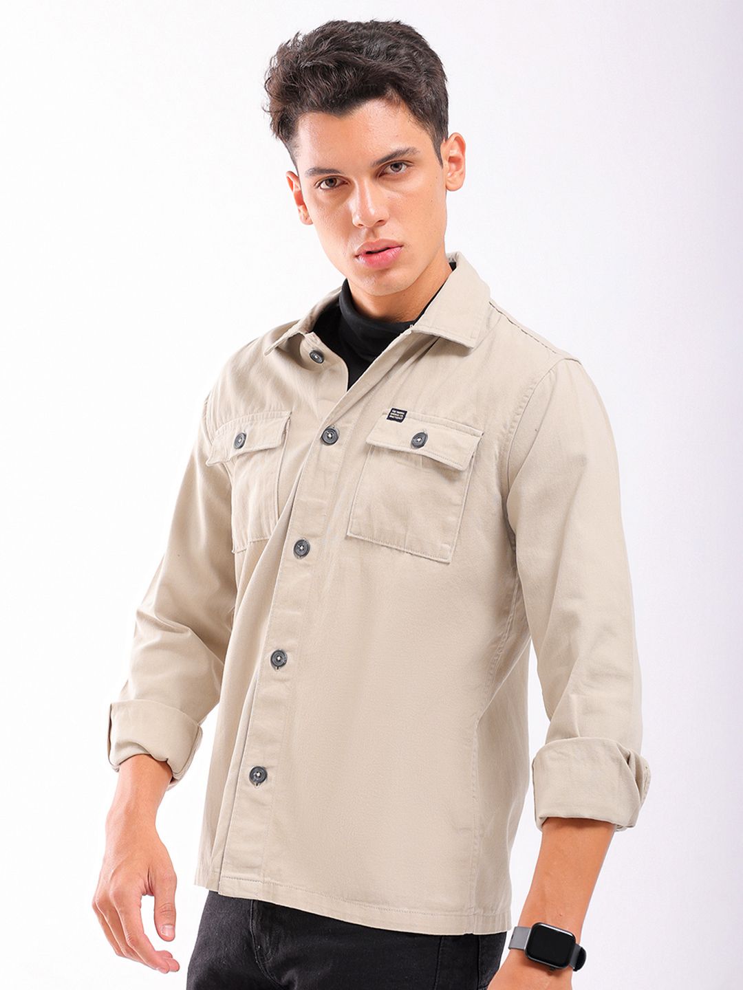 The Indian Garage Co Back Graphic Print Twill Slim Fit Pure Cotton Shirt