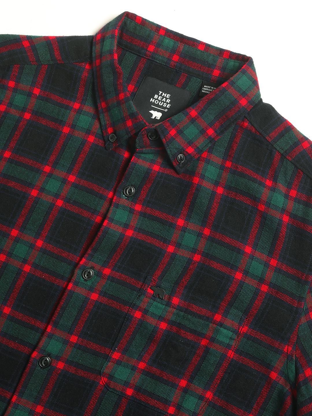 THE BEAR HOUSE Slim Fit Tartan Checked Button Down Collar Pure Cotton Casual Shirt