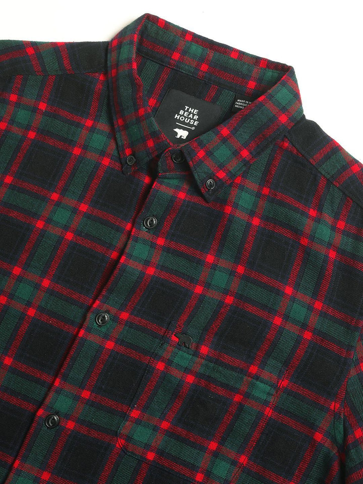 THE BEAR HOUSE Slim Fit Tartan Checked Button Down Collar Pure Cotton Casual Shirt