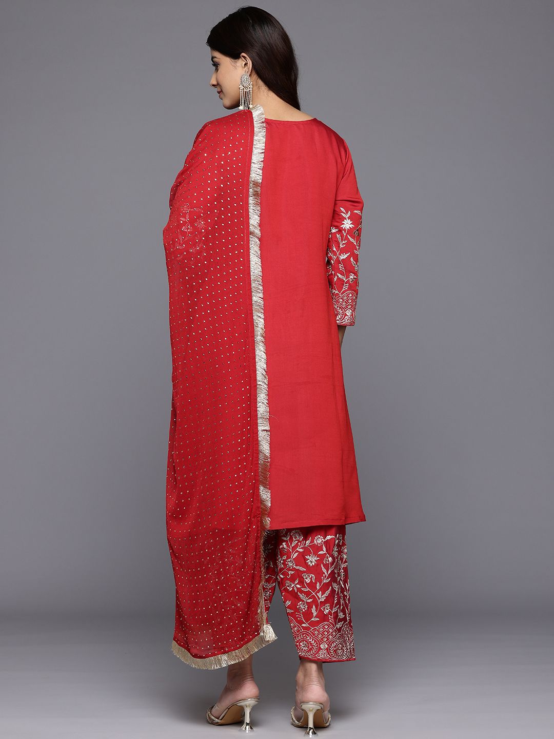 Varanga Women Zari & Sequin Embroidered Kurta with Salwar & Dupatta