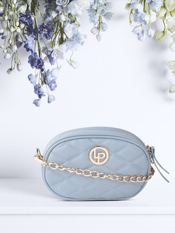 Lino Perros Women Blue Quilted Sling Bag Cum Fanny Pack
