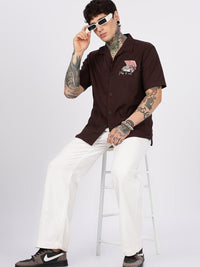 Eszett Gramophone Cuban Collar Cotton Shirt