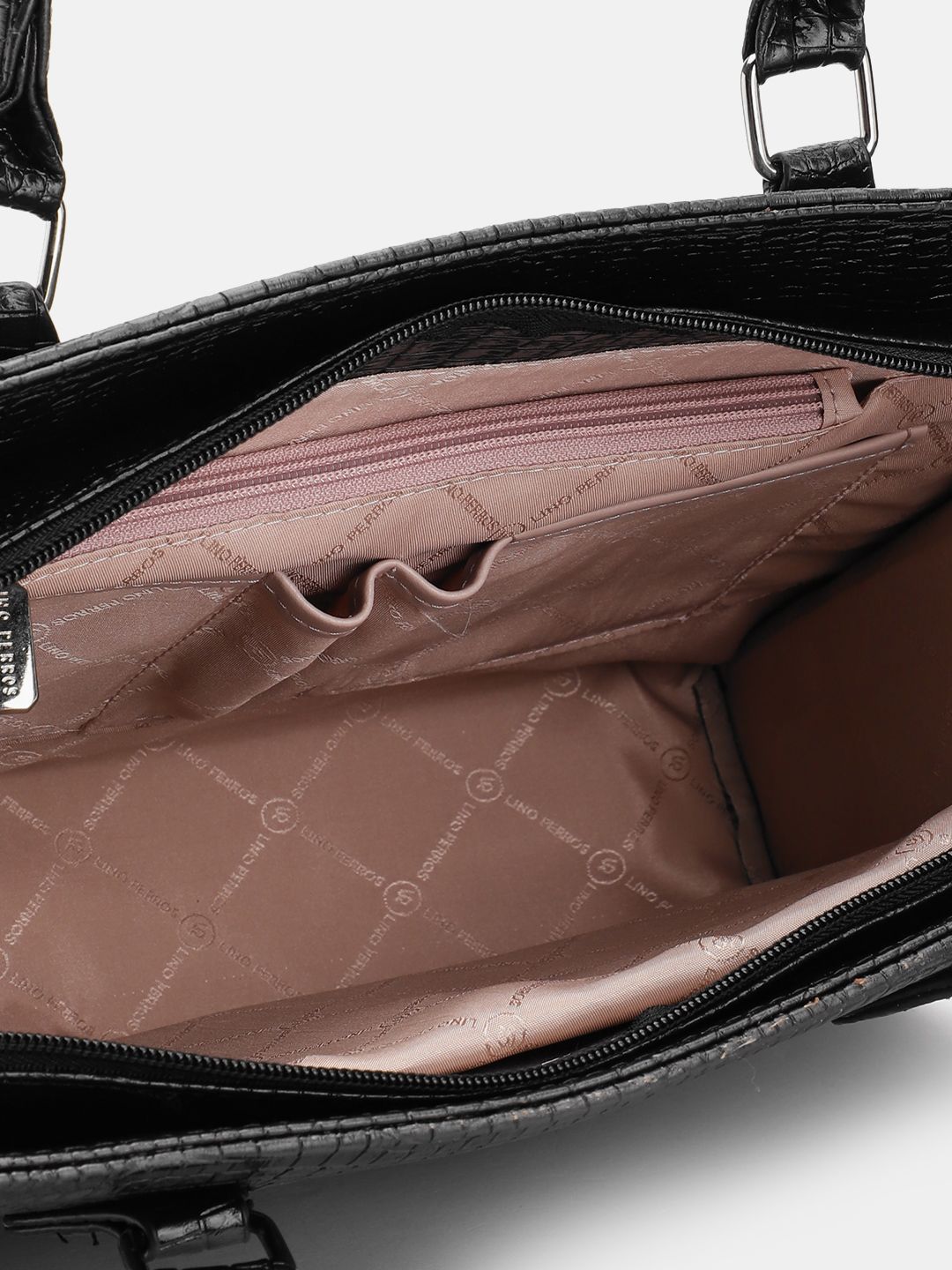 Lino Perros Women Croc Textured Structured Laptop Shoulder Bag