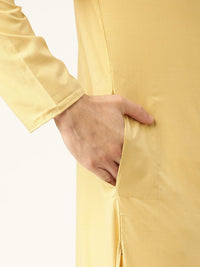SOJANYA Men Beige Solid Angrakha Straight Kurta
