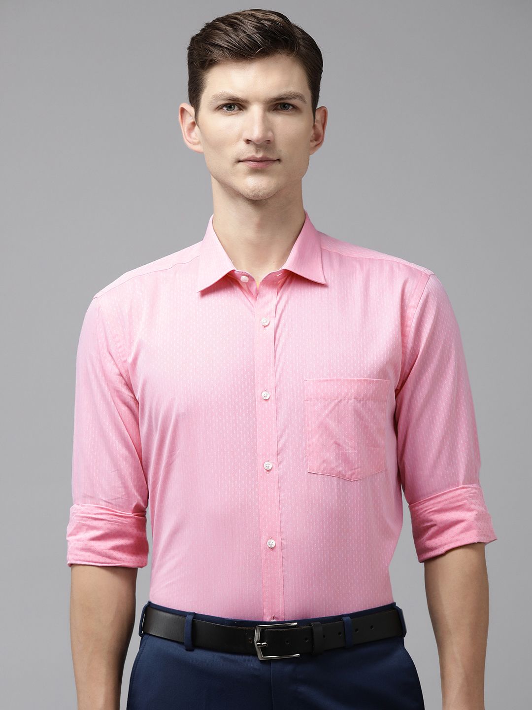 Park Avenue Pure Cotton Self Design Textured  Slim Fit Formal Shirt