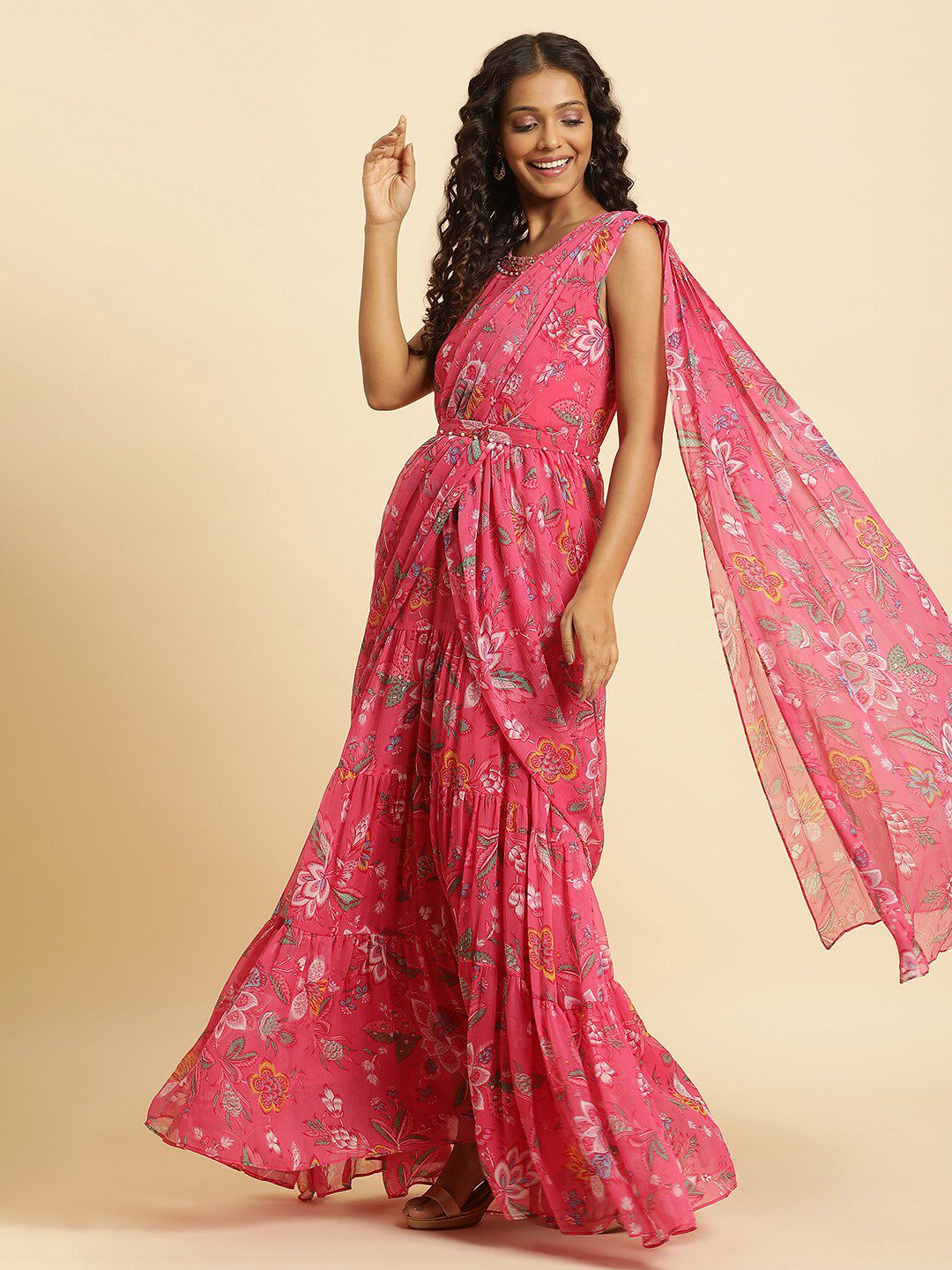 W Floral Printed Ethnic Maxi Dress